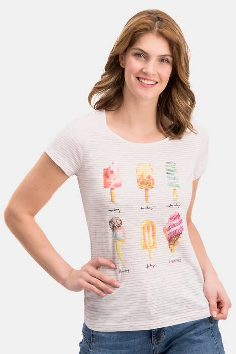T-Shirt, Eismotive, Regular, Ringel, Ziersteine