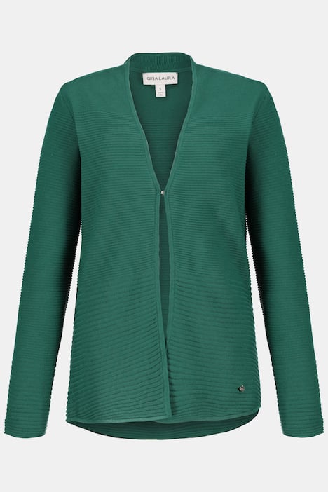 Cardigan, Querrippen, Hakenverschluss, V-Ausschnitt