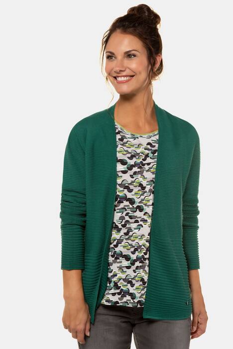 Cardigan, Querrippen, Hakenverschluss, V-Ausschnitt