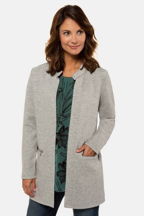 Longblazer, Jacquard-Jersey, lange Form, Hakenverschluss