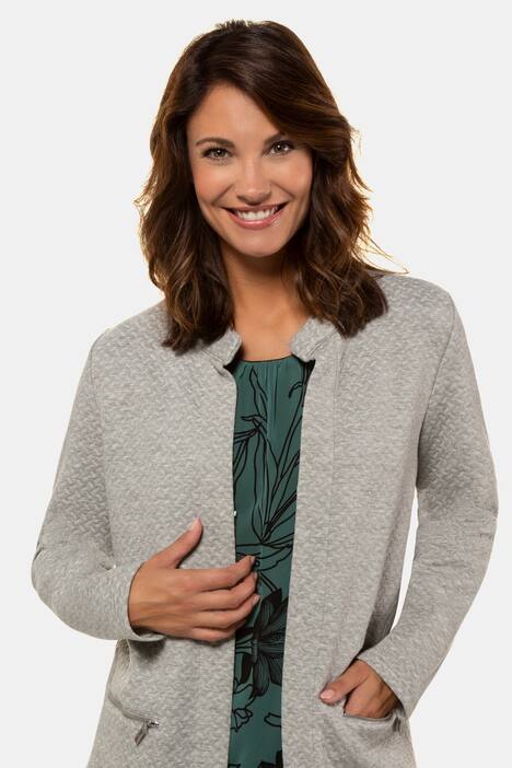 Longblazer, Jacquard-Jersey, lange Form, Hakenverschluss