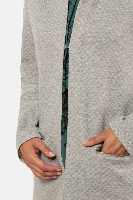 Longblazer, Jacquard-Jersey, lange Form, Hakenverschluss