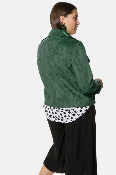 Bikerjacke, Veloursleder-Optik, offenkantig