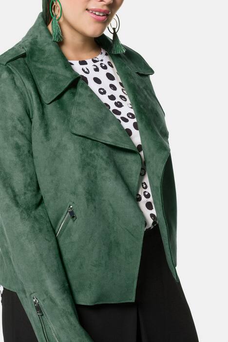 Bikerjacke, Veloursleder-Optik, offenkantig