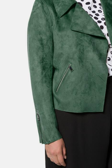 Bikerjacke, Veloursleder-Optik, offenkantig
