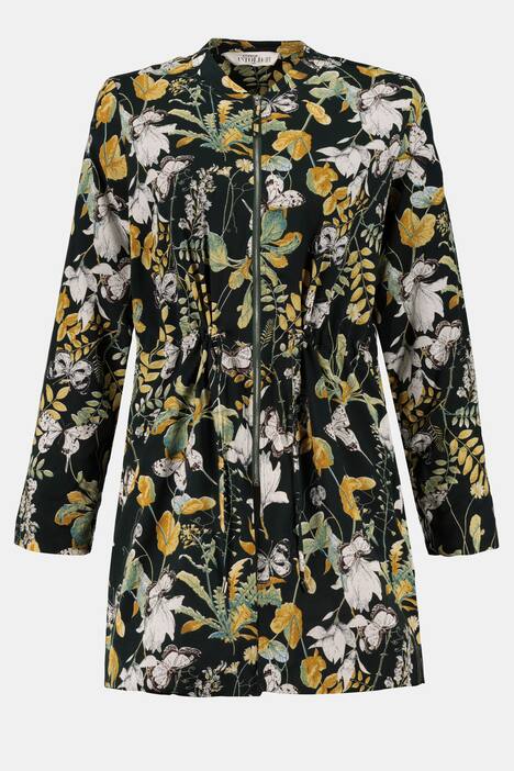 Longjacke, Schmetterlingsmuster, Zipper, Tailentunnel, Langarm, Futter