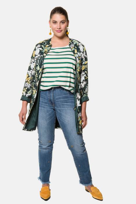 Longjacke, Schmetterlingsmuster, Zipper, Tailentunnel, Langarm, Futter