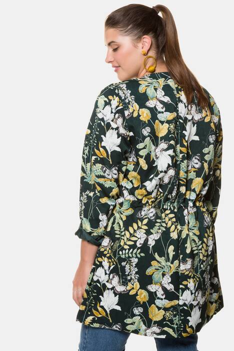 Longjacke, Schmetterlingsmuster, Zipper, Tailentunnel, Langarm, Futter