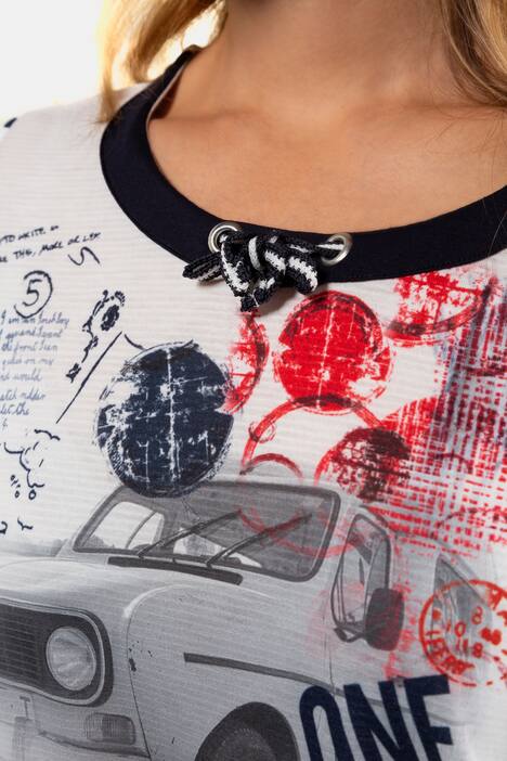 T-Shirt, Patchdruck, Relaxed, Bindeband, Materialmix