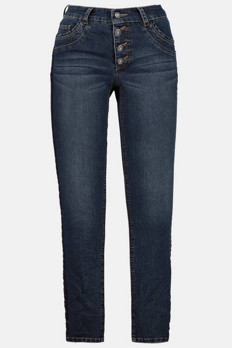 Jeans Julia, Crashlook, schmales Bein, Galonstreifen