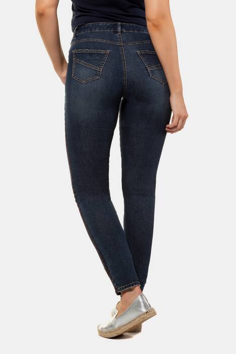 Jeans Julia, Crashlook, schmales Bein, Galonstreifen
