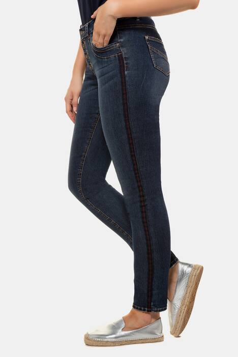 Jeans Julia, Crashlook, schmales Bein, Galonstreifen