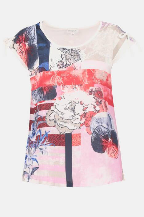 T-Shirt, Blütenmotive, Schulter-Cut-Out