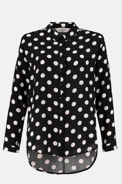 Hemdbluse, gepunktet, gerundeter Saum, hinten länger