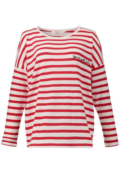 Shirt, geringelt, Stickschrift, Langarm