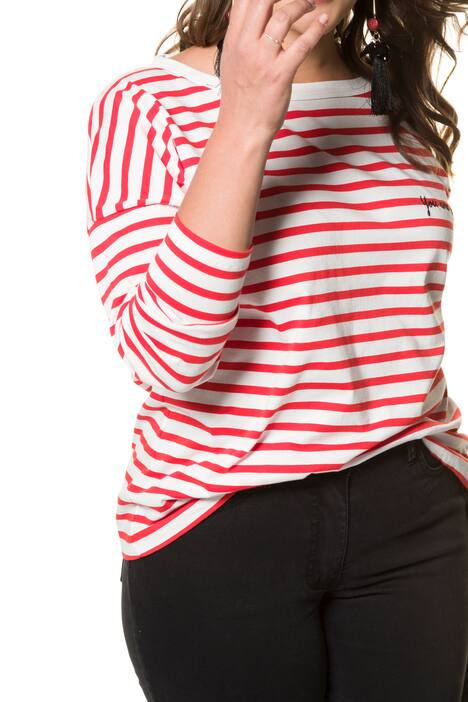 Shirt, geringelt, Stickschrift, Langarm