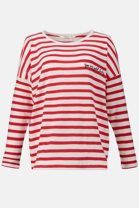 Shirt, geringelt, Stickschrift, Langarm