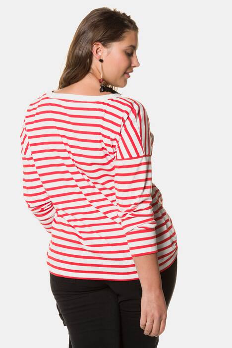 Shirt, geringelt, Stickschrift, Langarm