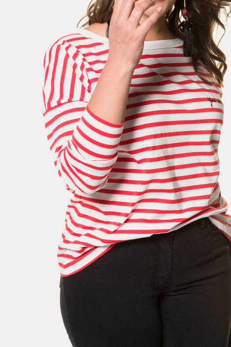 Shirt, geringelt, Stickschrift, Langarm