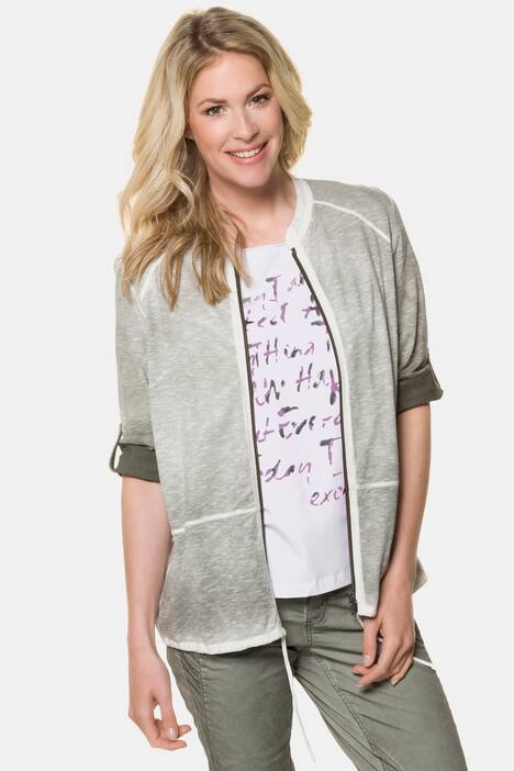 Jerseyjacke, Spray-Optik, helle Nähte, 3/4-Ärmel