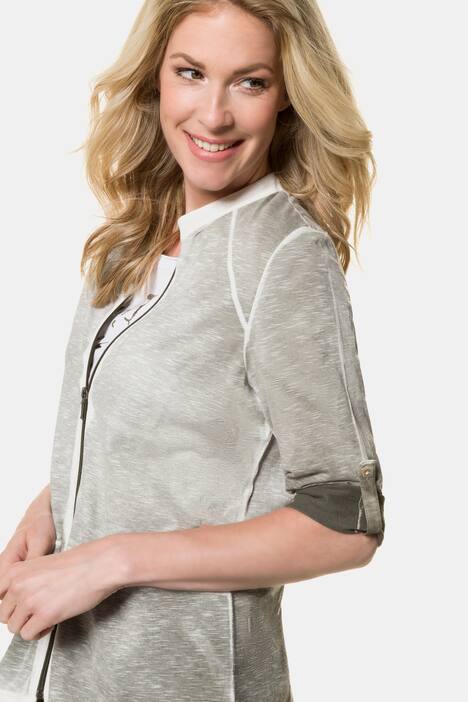 Jerseyjacke, Spray-Optik, helle Nähte, 3/4-Ärmel