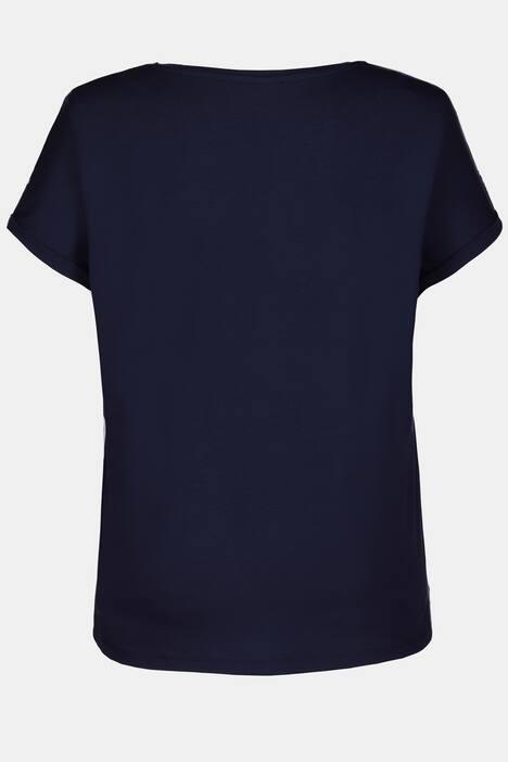 T-Shirt, Patchmuster, verlängerter Rücken