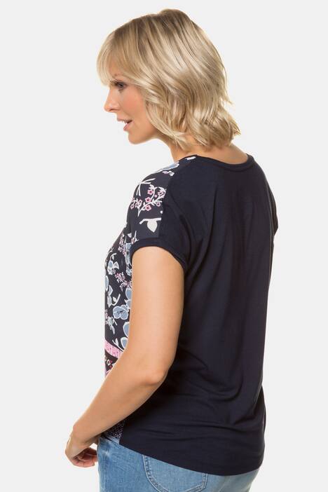 T-Shirt, Patchmuster, verlängerter Rücken