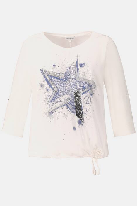 Shirt, Metallic-Stern, Oversized, Saumtunnel, 3/4-Arm