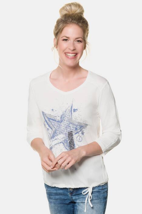 Shirt, Metallic-Stern, Oversized, Saumtunnel, 3/4-Arm