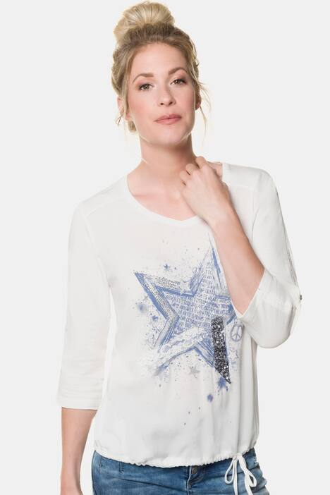 Shirt, Metallic-Stern, Oversized, Saumtunnel, 3/4-Arm