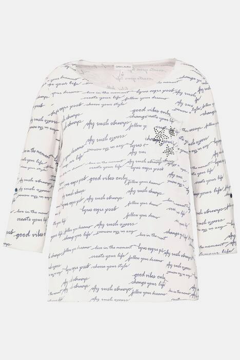 Shirt, Schriftmuster, Metallic-Nähte, Flammjersey