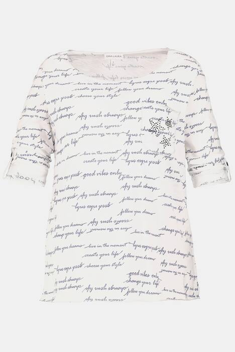 Shirt, Schriftmuster, Metallic-Nähte, Flammjersey