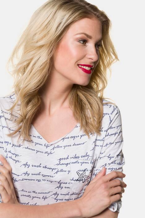 Shirt, Schriftmuster, Metallic-Nähte, Flammjersey
