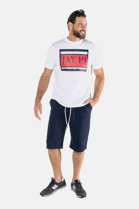 Jay Pi Logo Round Neck Short Sleeve Cotton Knit Tee