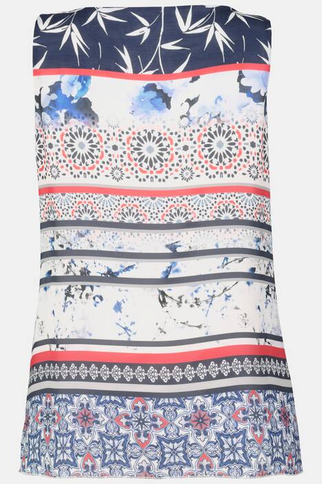 Top, Musterstreifen, Chiffon-Oberlage, Jerseytop