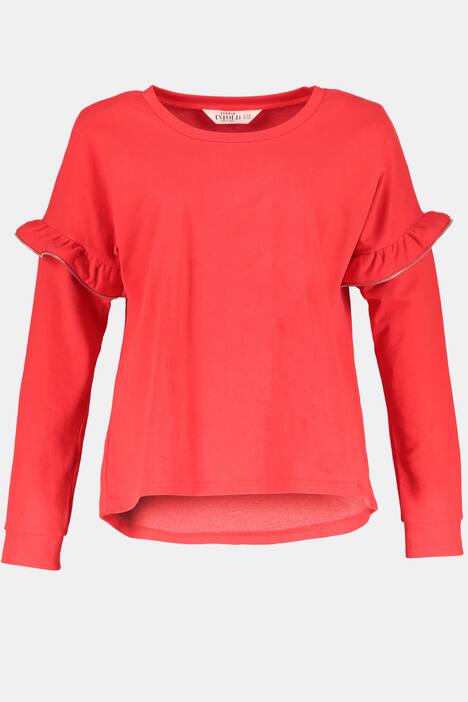 Sweatshirt, Ärmelvolants mit Zipper, Saum hinten gerundet