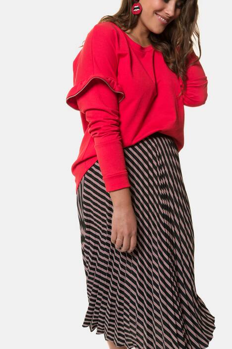 Sweatshirt, Ärmelvolants mit Zipper, Saum hinten gerundet