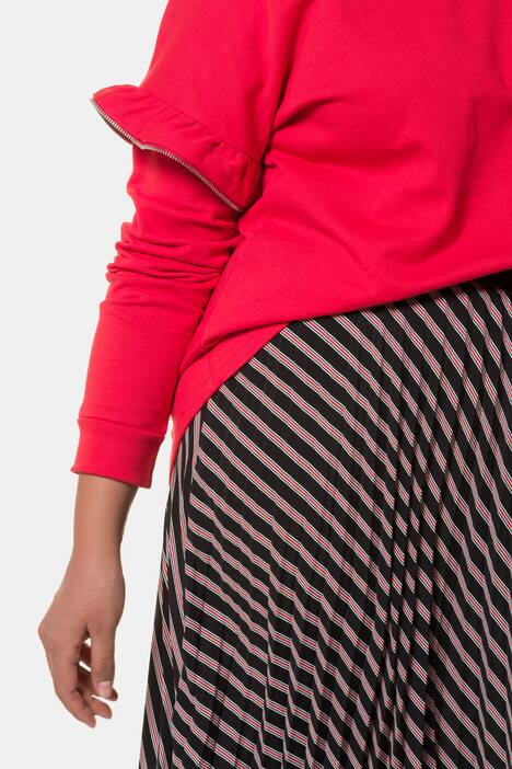 Sweatshirt, Ärmelvolants mit Zipper, Saum hinten gerundet