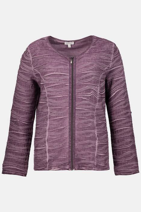 Sweatjacke, cool dyed, Strukturwellen, Langarm