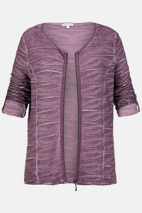 Sweatjacke, cool dyed, Strukturwellen, Langarm