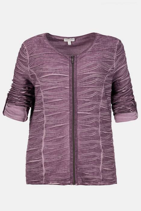 Sweatjacke, cool dyed, Strukturwellen, Langarm