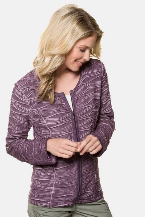 Sweatjacke, cool dyed, Strukturwellen, Langarm
