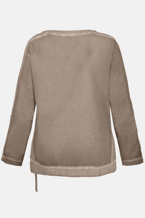 Sweatshirt, Netzjersey, Schrift, Tunnelzüge, 3/4-Ärmel