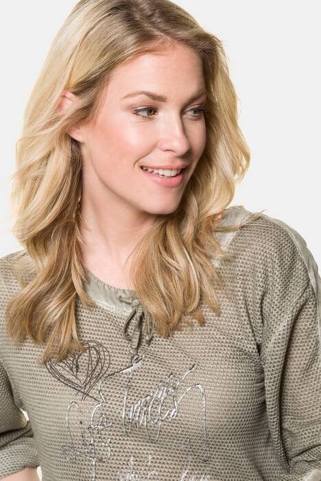 Sweatshirt, Netzjersey, Schrift, Tunnelzüge, 3/4-Ärmel