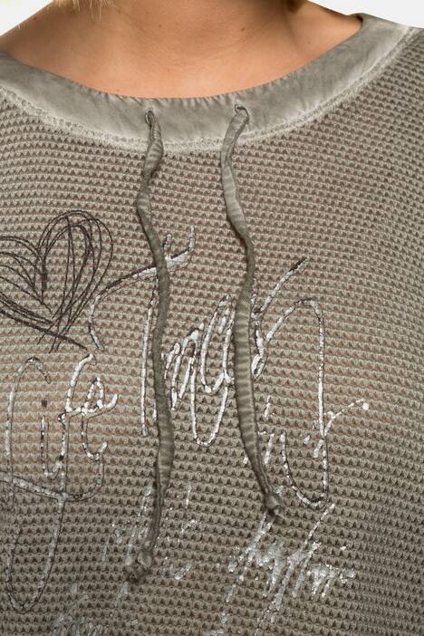 Sweatshirt, Netzjersey, Schrift, Tunnelzüge, 3/4-Ärmel