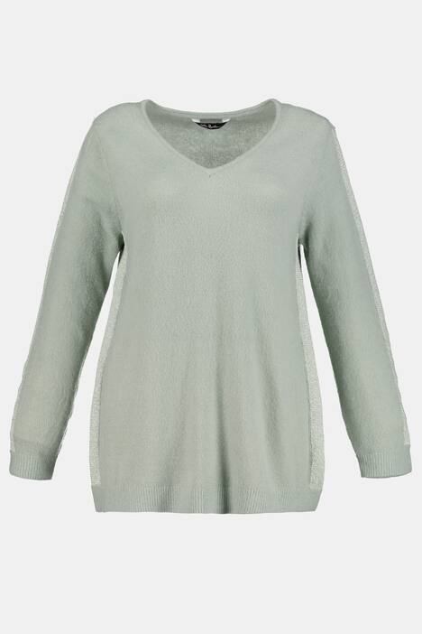 Pullover, Metallic-Galonstreifen, V-Ausschnitt