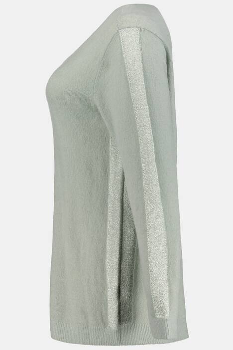Pullover, Metallic-Galonstreifen, V-Ausschnitt