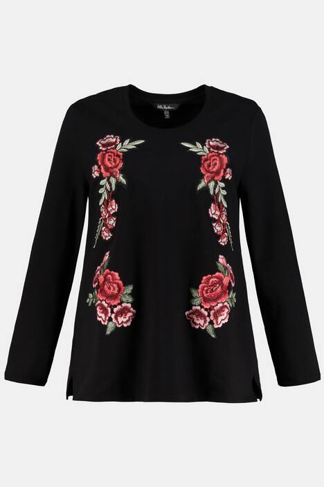 Sweatshirt, Blüten-Patches, Classic, Langarm