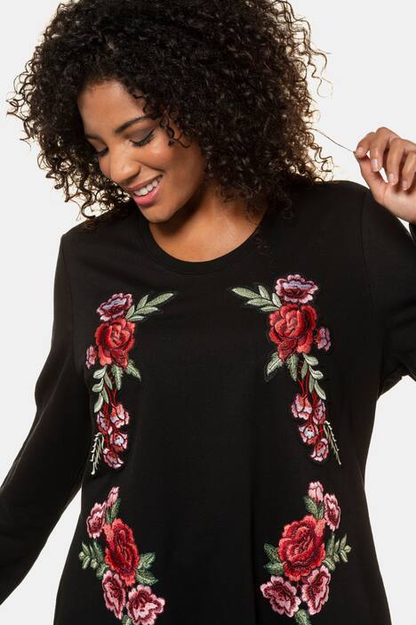 Sweatshirt, Blüten-Patches, Classic, Langarm