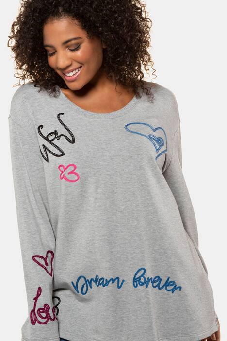 Sweatshirt, Comic-Stickereien, Oversized, innen weich